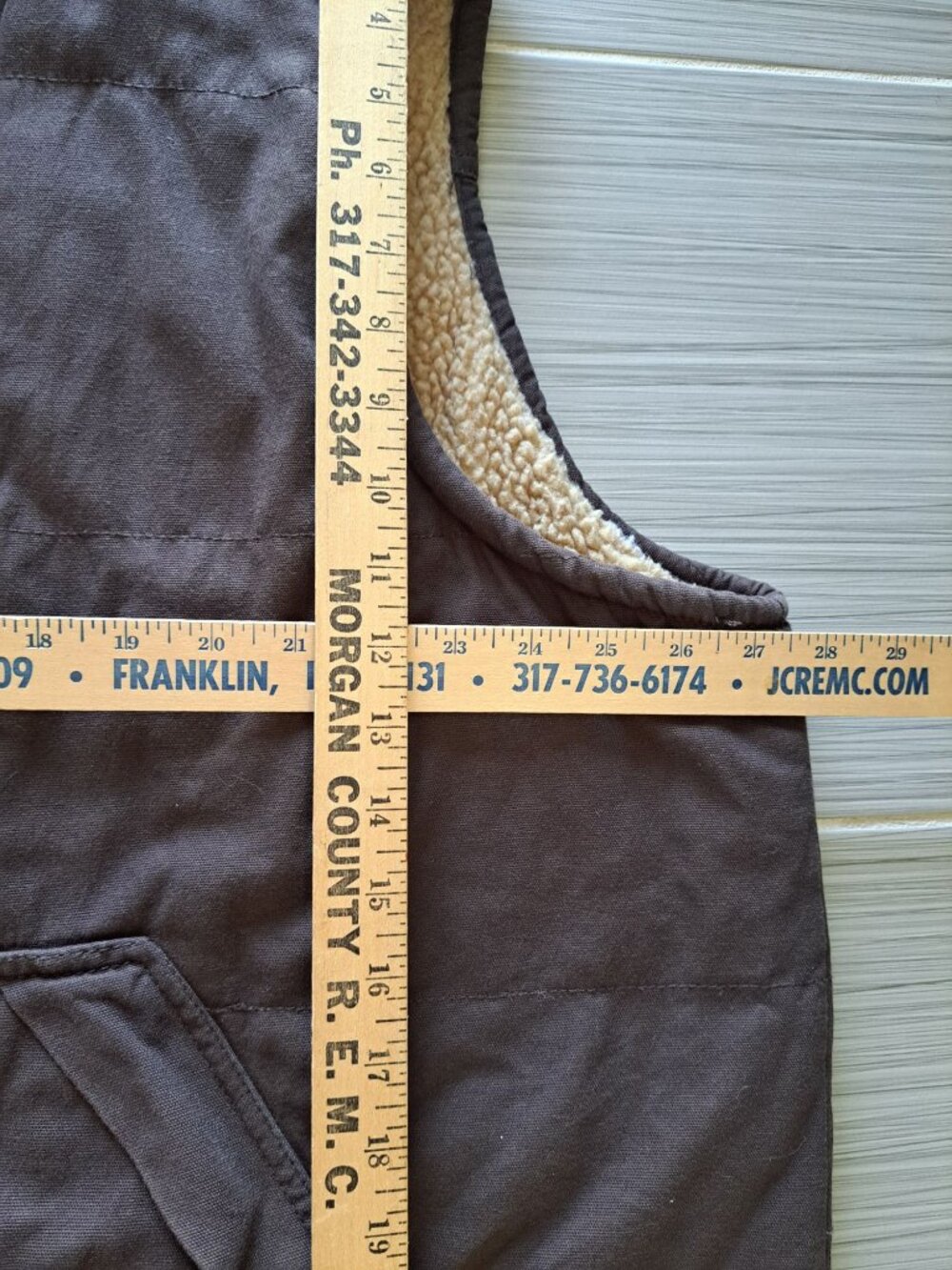 Lee Mens XXL Brown Canvas Sherpa Lined Fleece Vest Zipper Pockets Gorpcore - Picture 7 of 9
